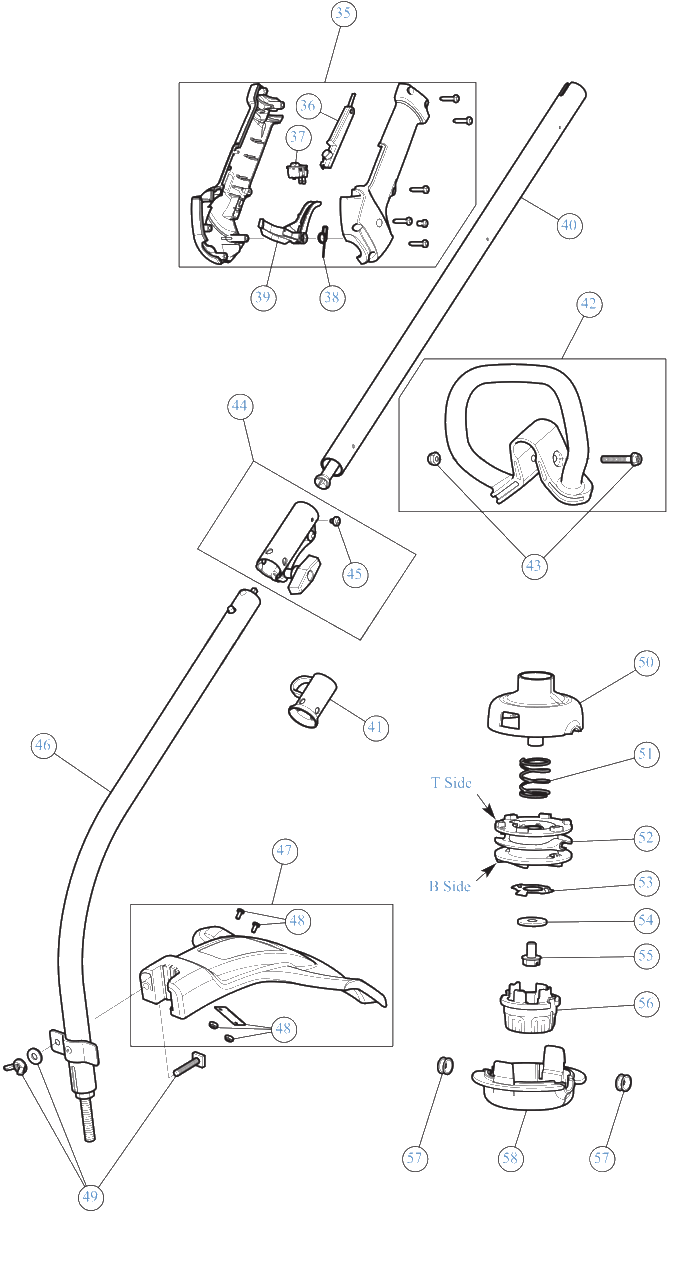General Assembly Diagram and Parts List for Y25CP 41AD25CP900 Yard Machines Trimmer